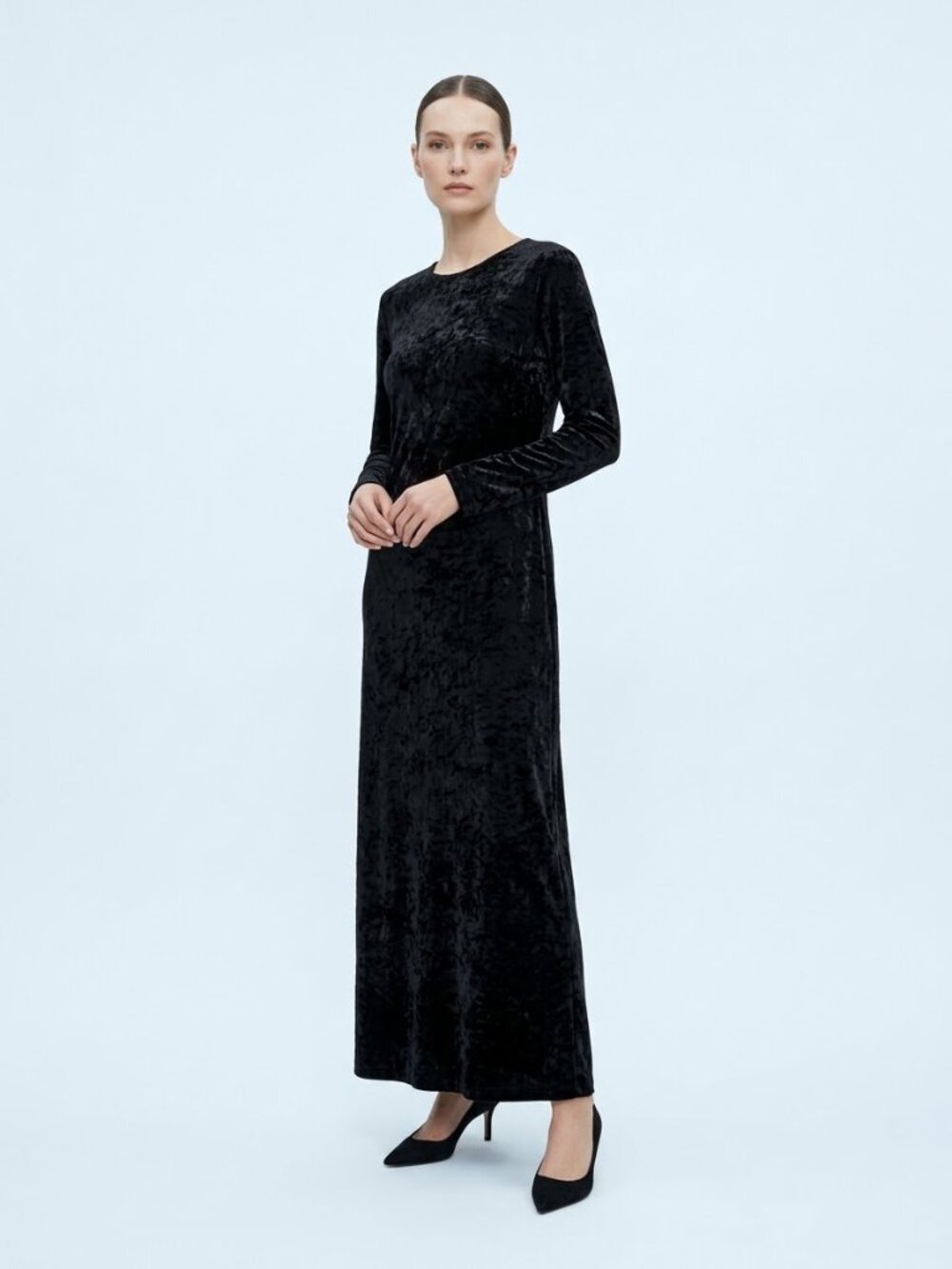 Vintage K.C. Spencer Dress Black Velour Maxi Goth Whimsigoth Evening 18W